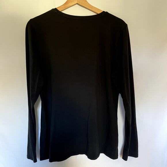 purejill stretch-cotton crewneck tee women's size medium pima cotton black top - Picture 5 of 5